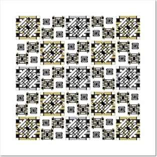 Mosaic Pattern. gold. white. grey. Posters and Art